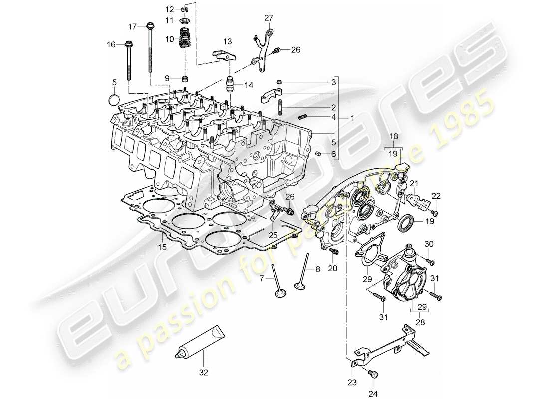 porsche cayenne (2009) cylinder head part diagram