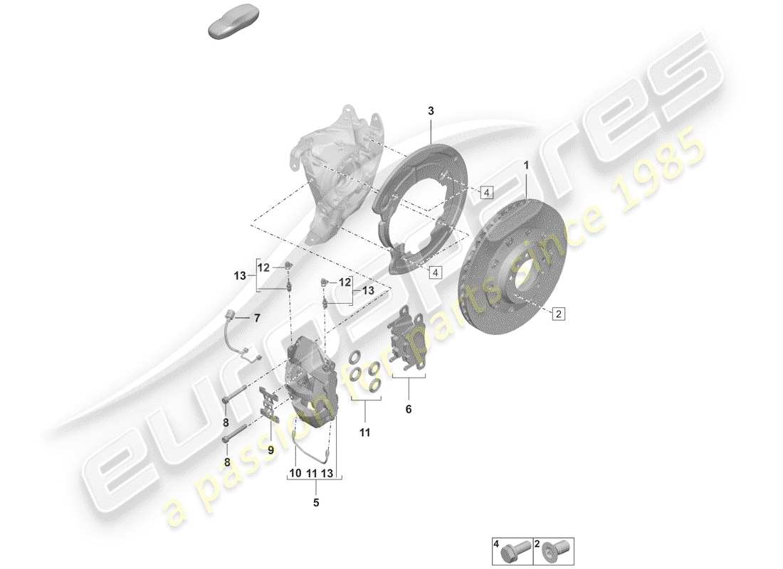 porsche 2019 disc brakes part diagram