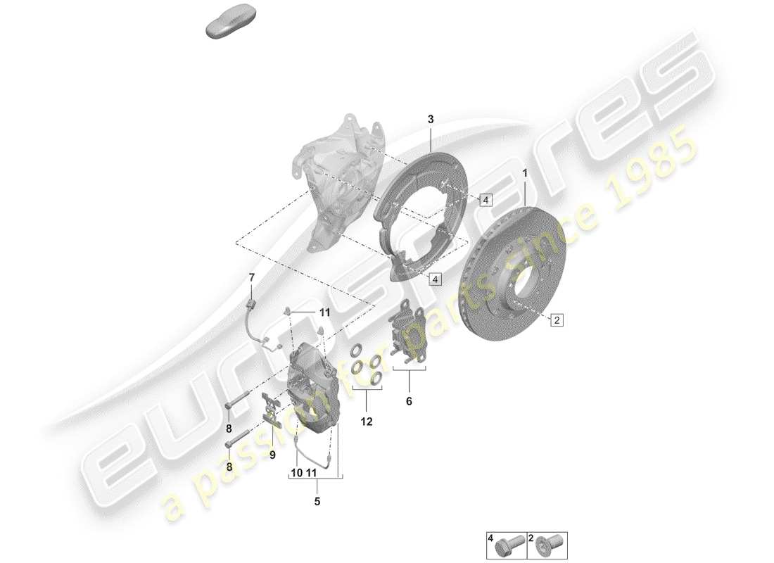 porsche 2020 disc brakes part diagram