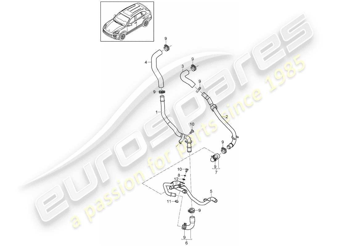 porsche cayenne e2 (2011) heater part diagram