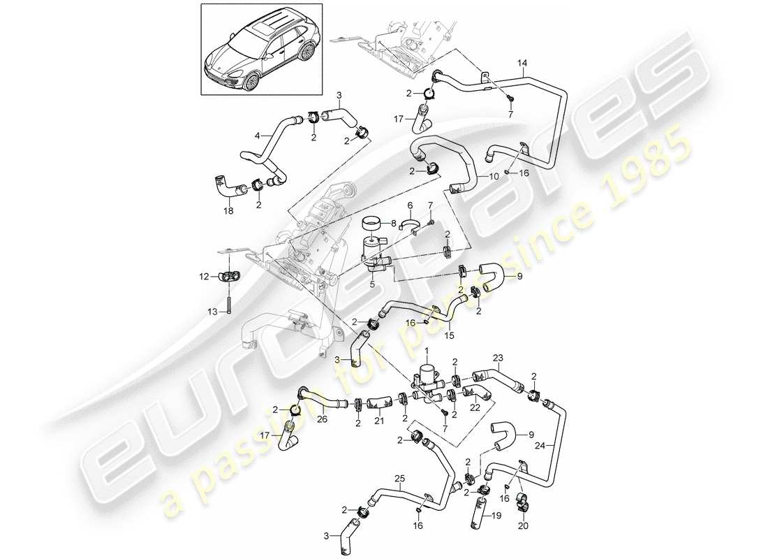 porsche cayenne e2 (2011) hose part diagram