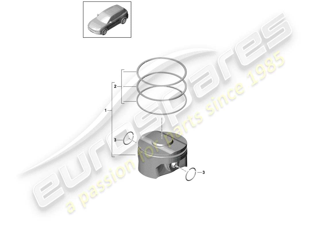 porsche cayenne e3 (2018) piston complete part diagram