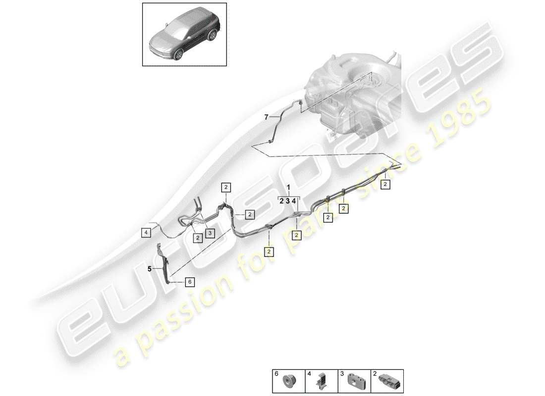 porsche cayenne e3 (2018) fuel line part diagram