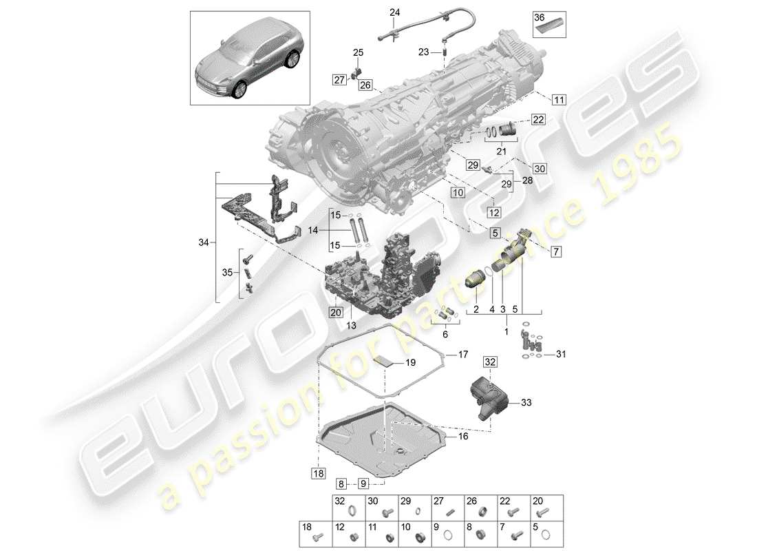 porsche macan (2019) - pdk - part diagram