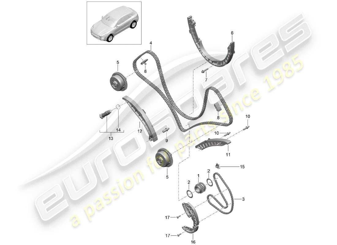 porsche macan (2014) timing chain part diagram