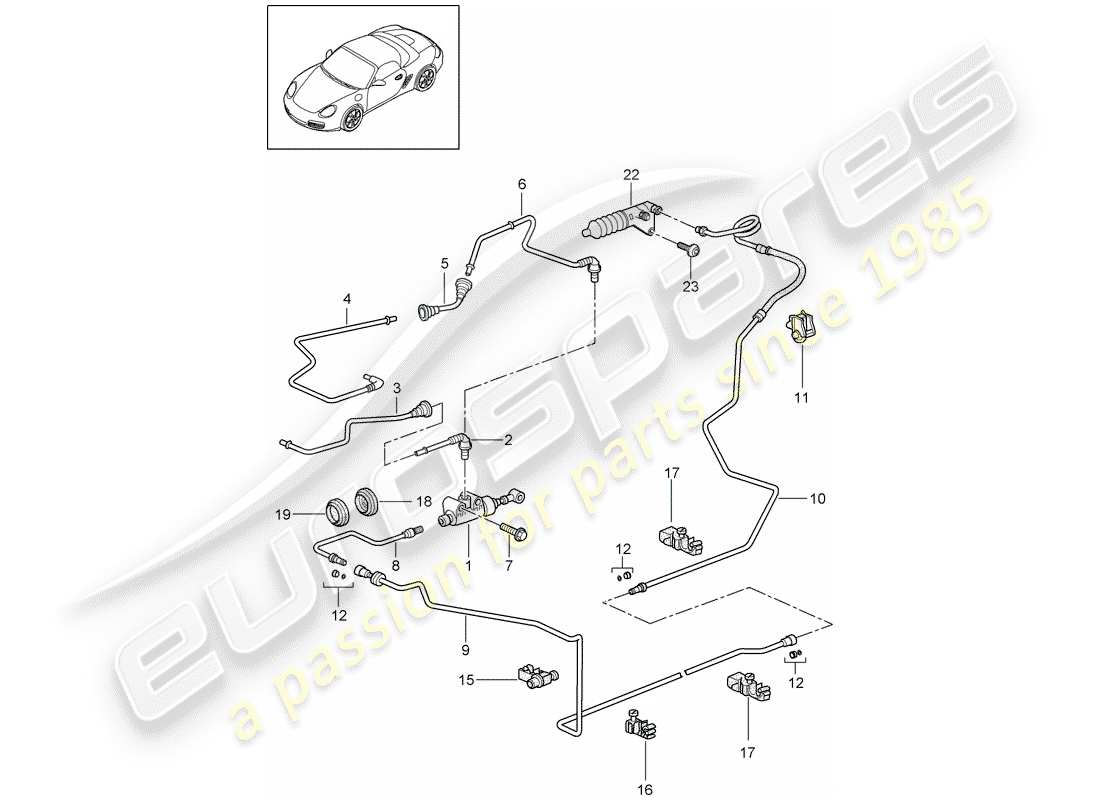 porsche boxster 987 (2009) hydraulic clutch part diagram