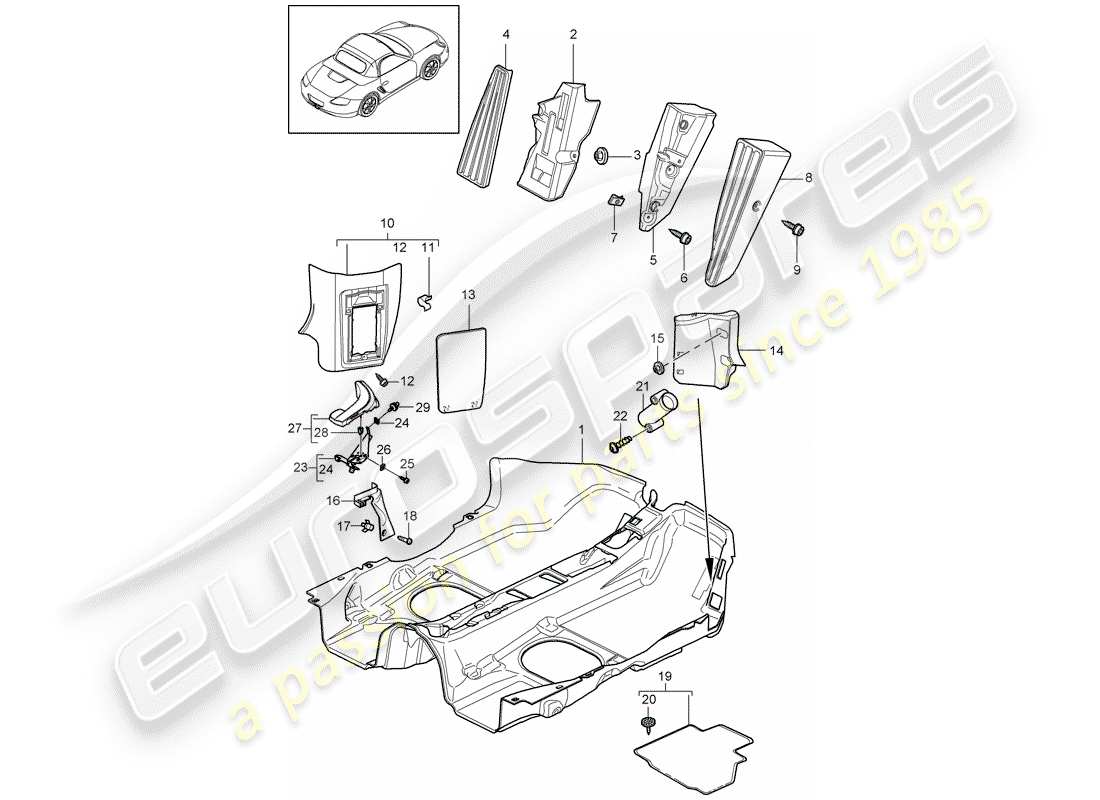 porsche boxster 987 (2009) interior equipment part diagram