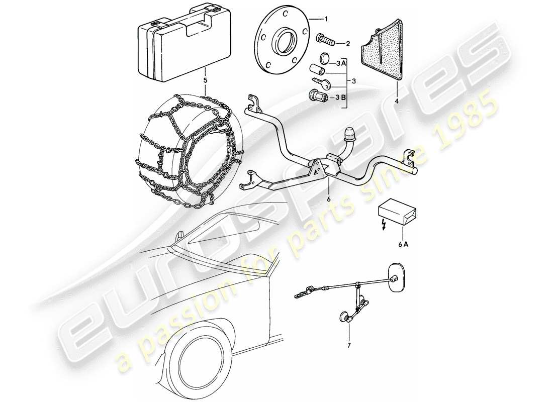 porsche 928 (1986) accessories part diagram