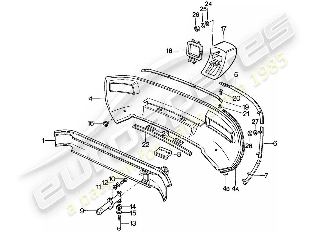 porsche 928 (1985) bumper part diagram