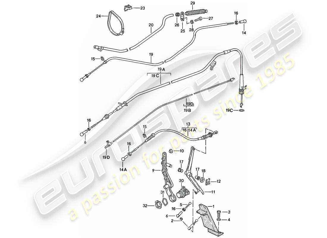 porsche 928 (1986) throttle control part diagram