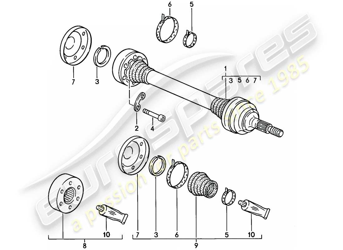 porsche 928 (1986) drive shaft - f 92fs8 41008>> - f 92fs8 40290>> - f 92fs8 49563>> part diagram