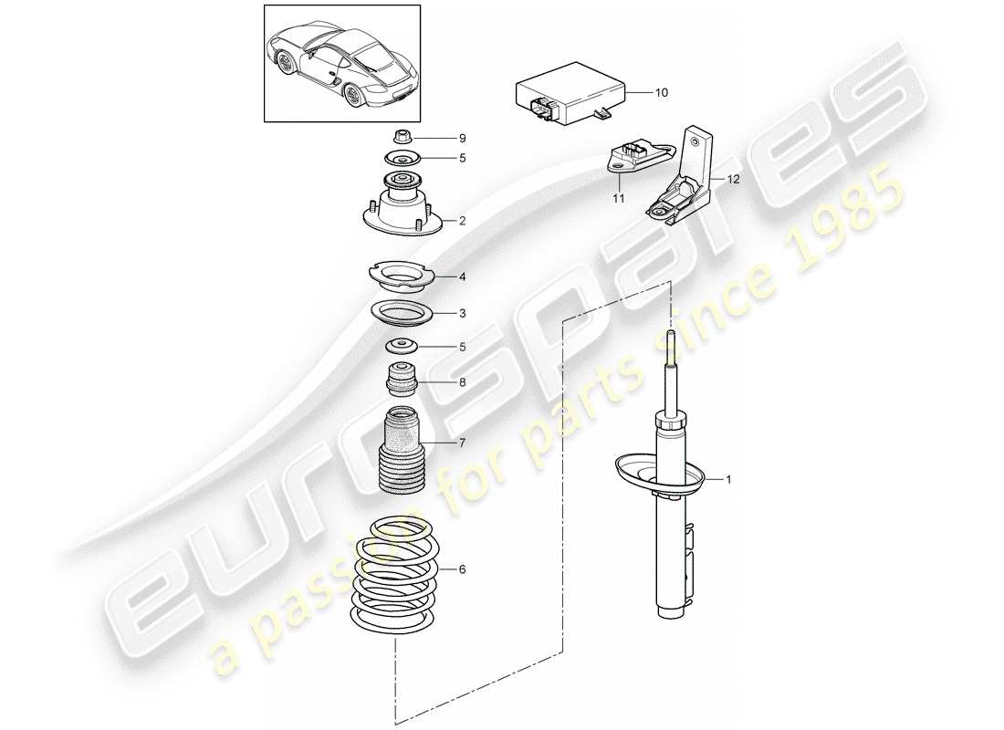 porsche cayman 987 (2012) shock absorber part diagram