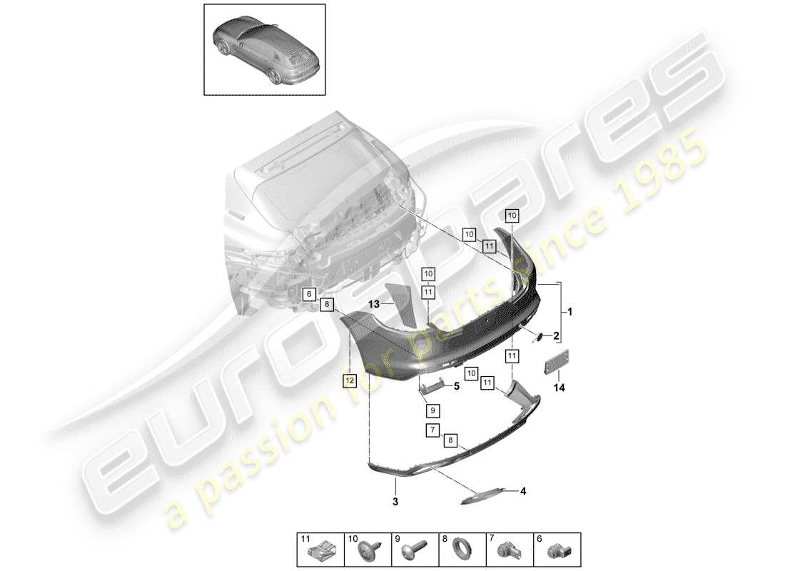 porsche panamera 971 (2017) bumper part diagram