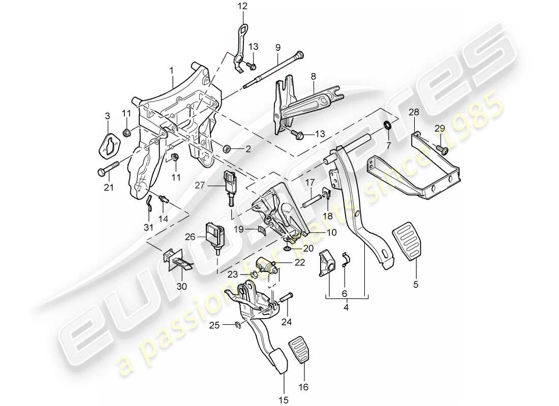 porsche cayenne (2009) pedals part diagram