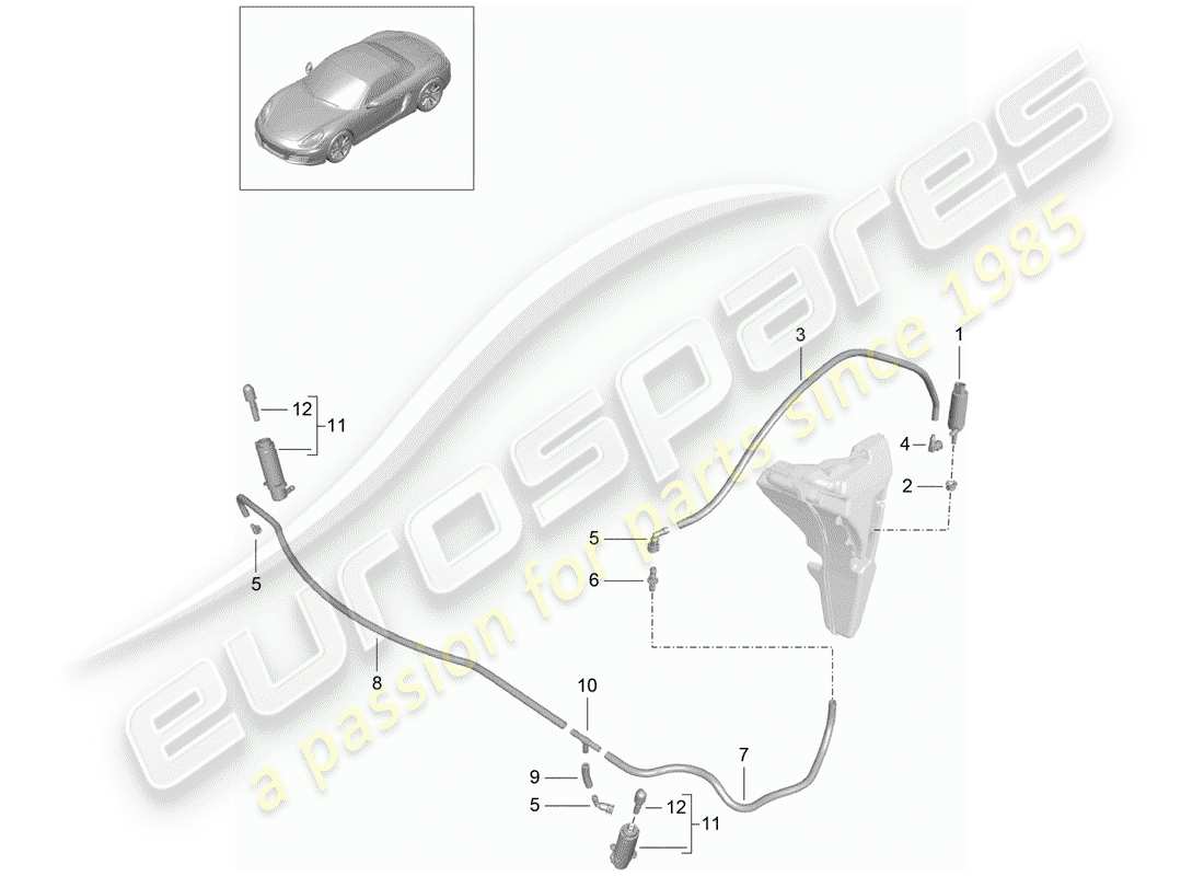 porsche boxster 981 (2014) headlight washer system part diagram