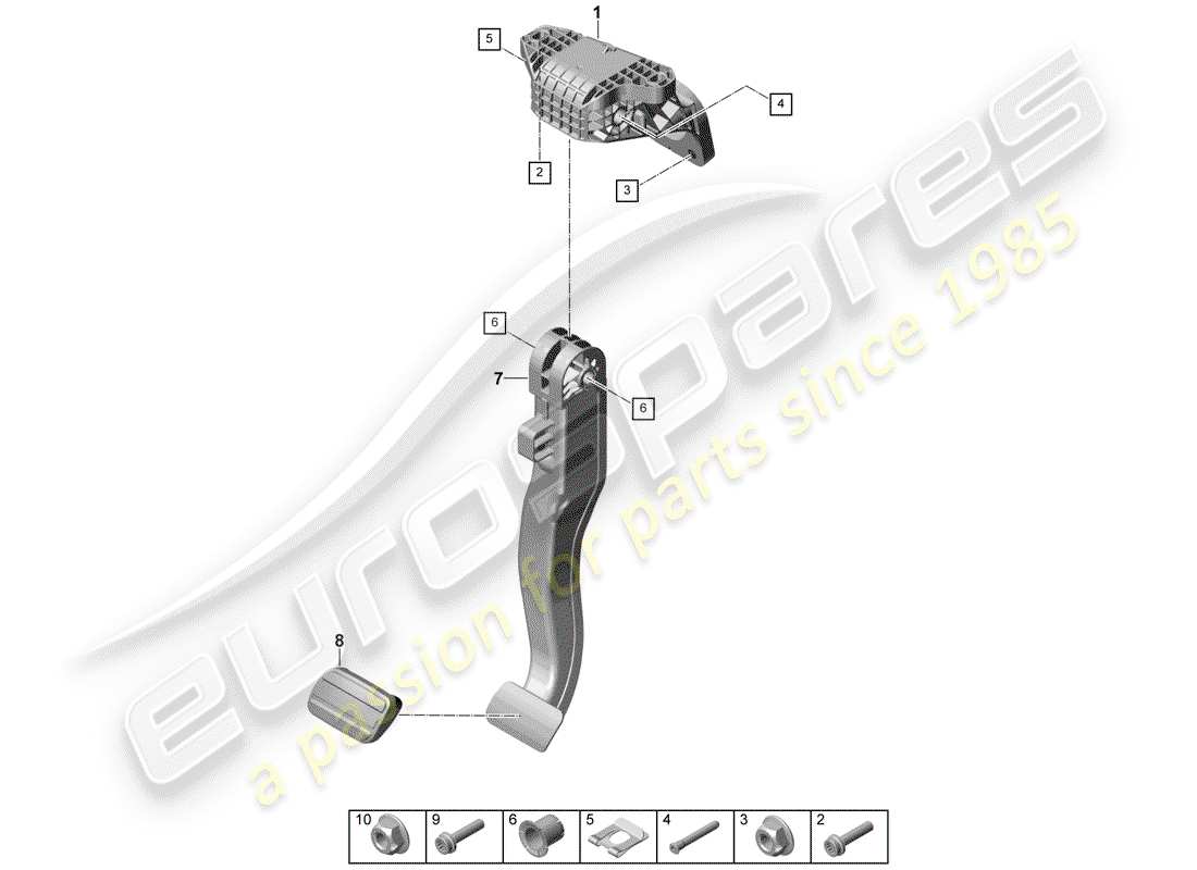 porsche panamera 971 (2018) brake and acc. pedal assembly part diagram