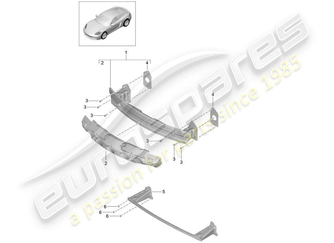 porsche 718 cayman (2017) bumper bracket part diagram