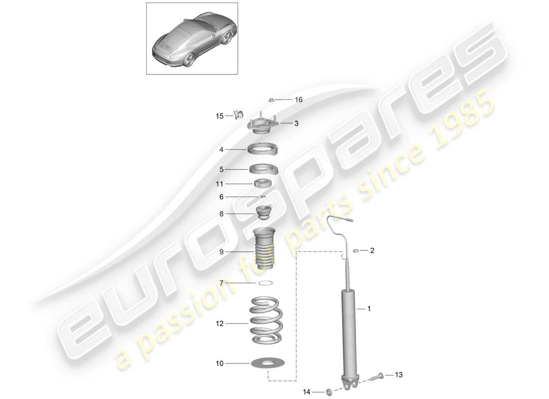 porsche 991 (2014) shock absorber part diagram