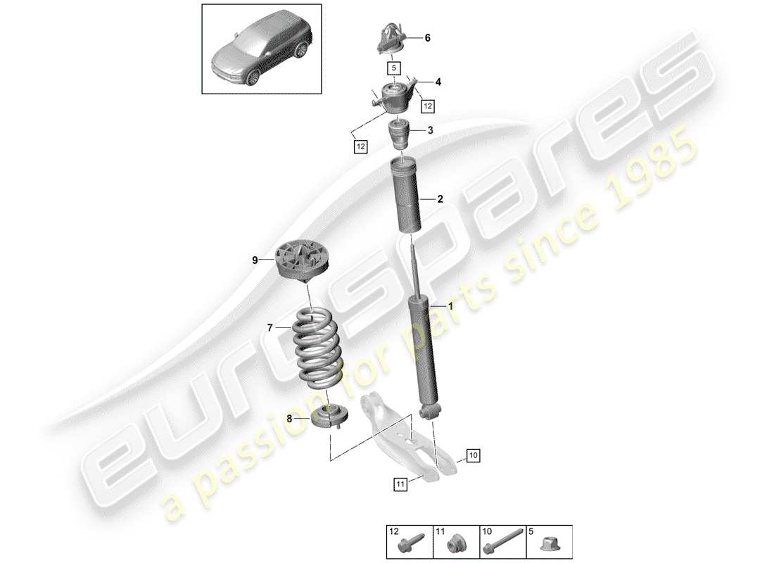 porsche cayenne e3 (2020) shock absorber part diagram