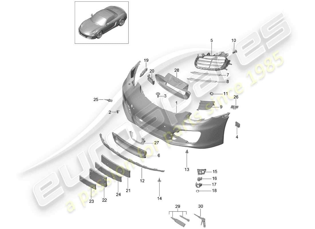 porsche boxster 981 (2016) bumper part diagram