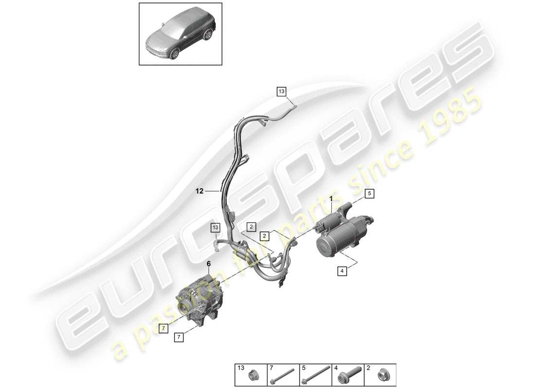 porsche cayenne e3 (2019) starter part diagram