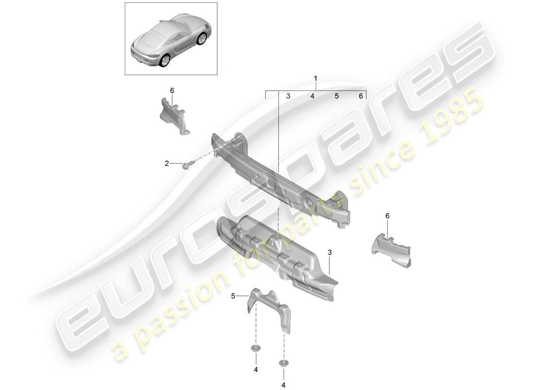 porsche 718 cayman (2019) bumper bracket part diagram