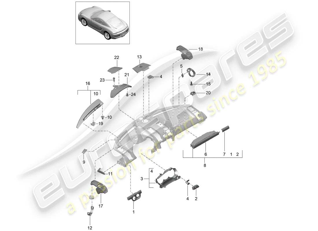 porsche cayman 981 (2015) accessories part diagram