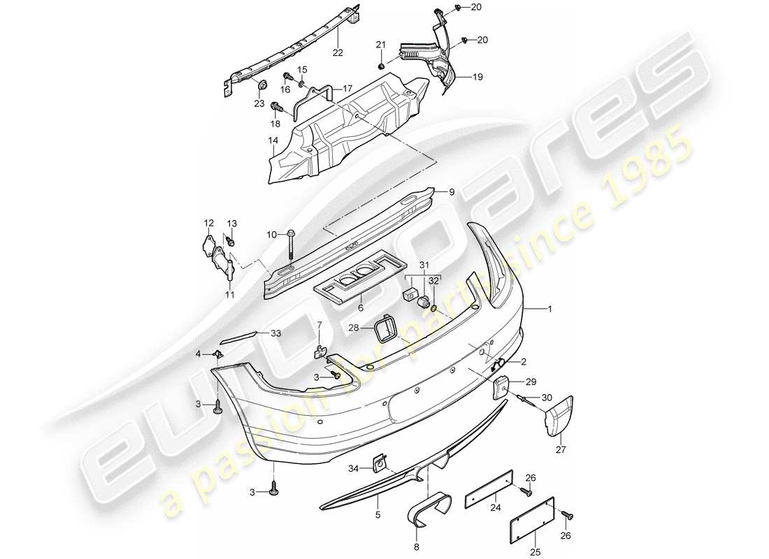 porsche cayman 987 (2011) bumper part diagram