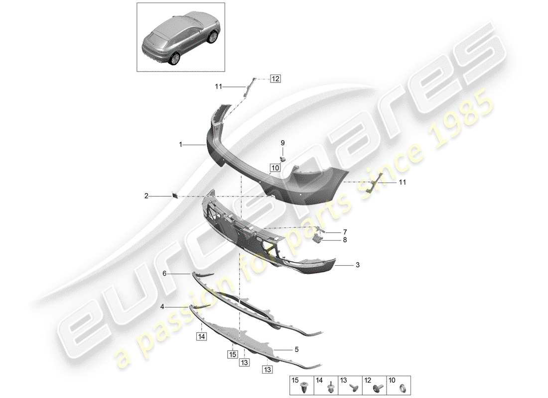 porsche macan (2020) bumper part diagram