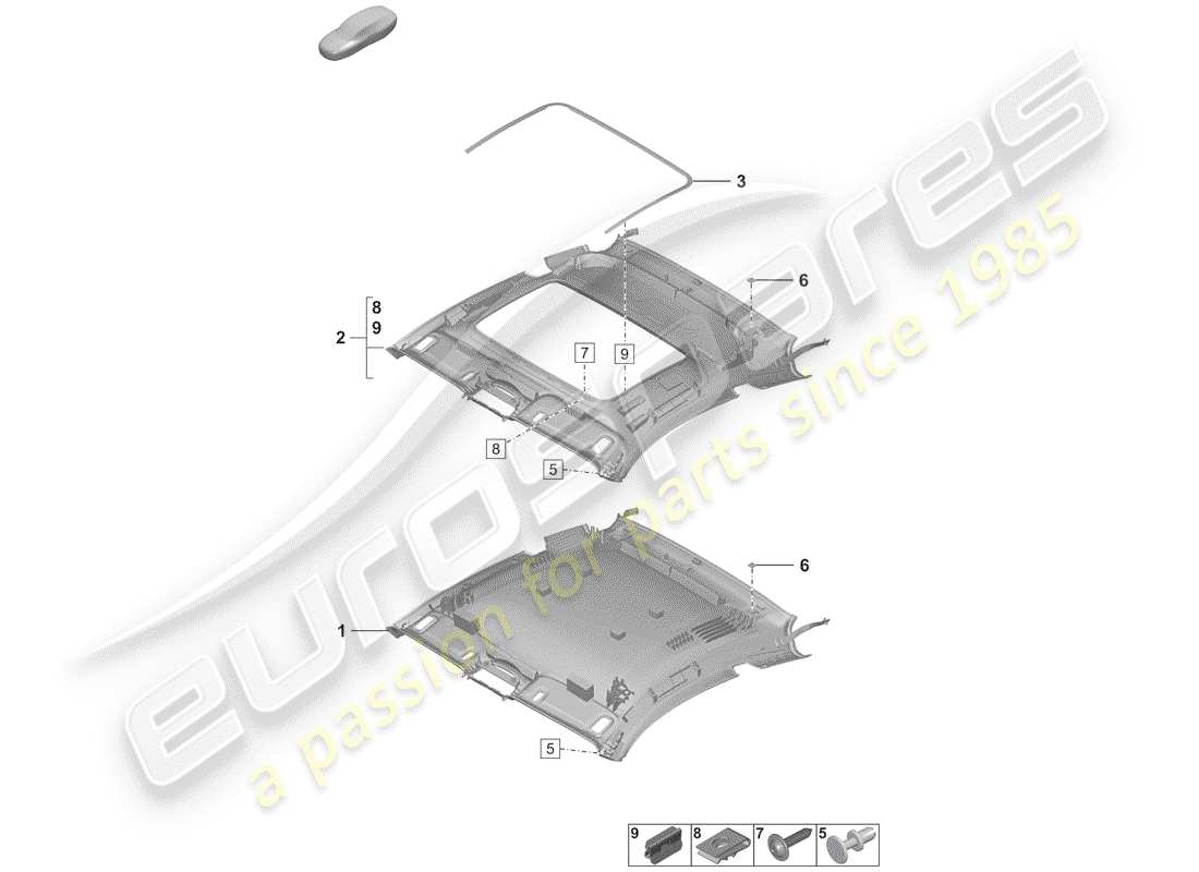 porsche 2019 roof trim panel part diagram