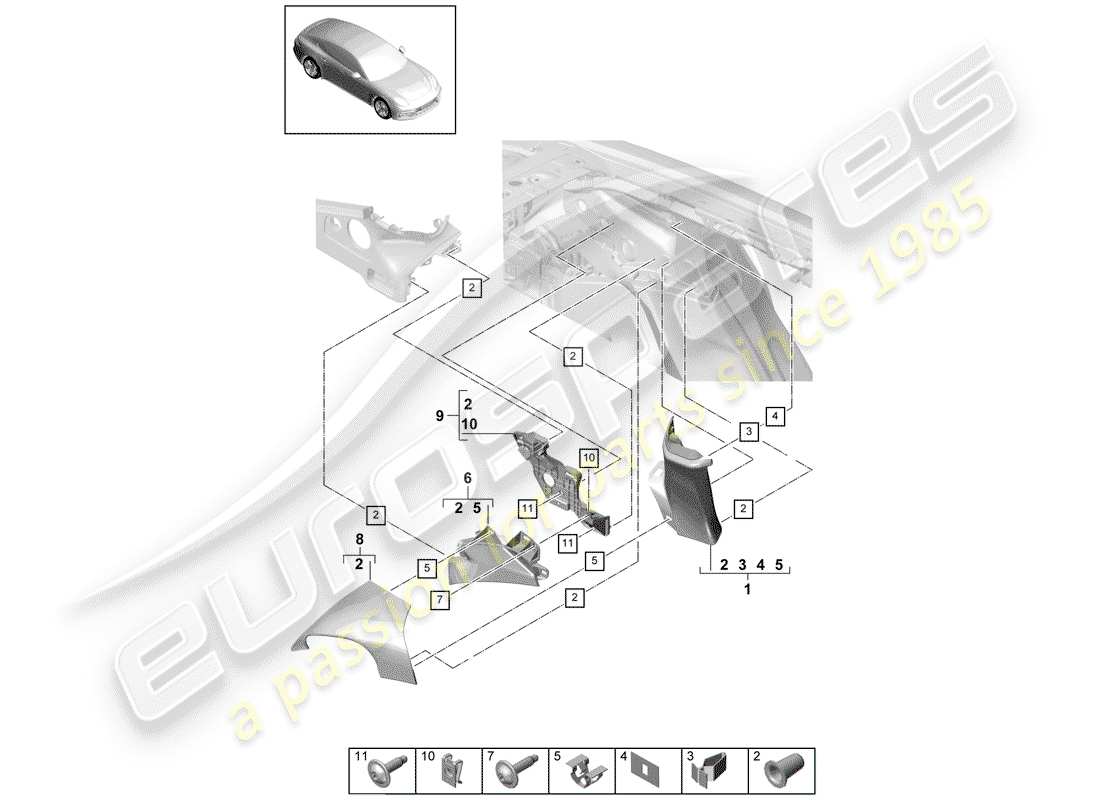 porsche panamera 971 (2020) lining part diagram