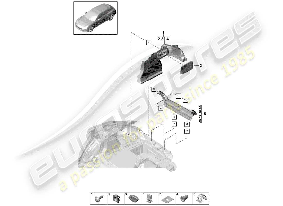 porsche panamera 971 (2019) boot lining part diagram