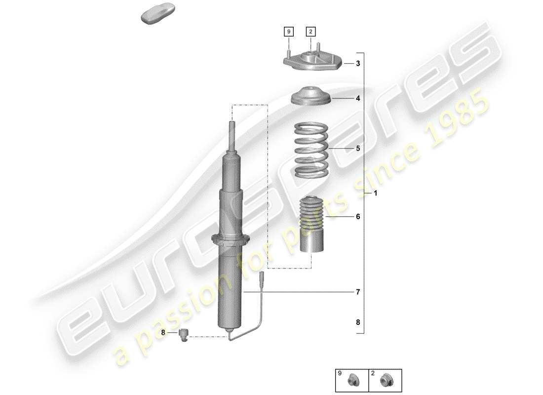 porsche boxster spyder (2019) shock absorber part diagram