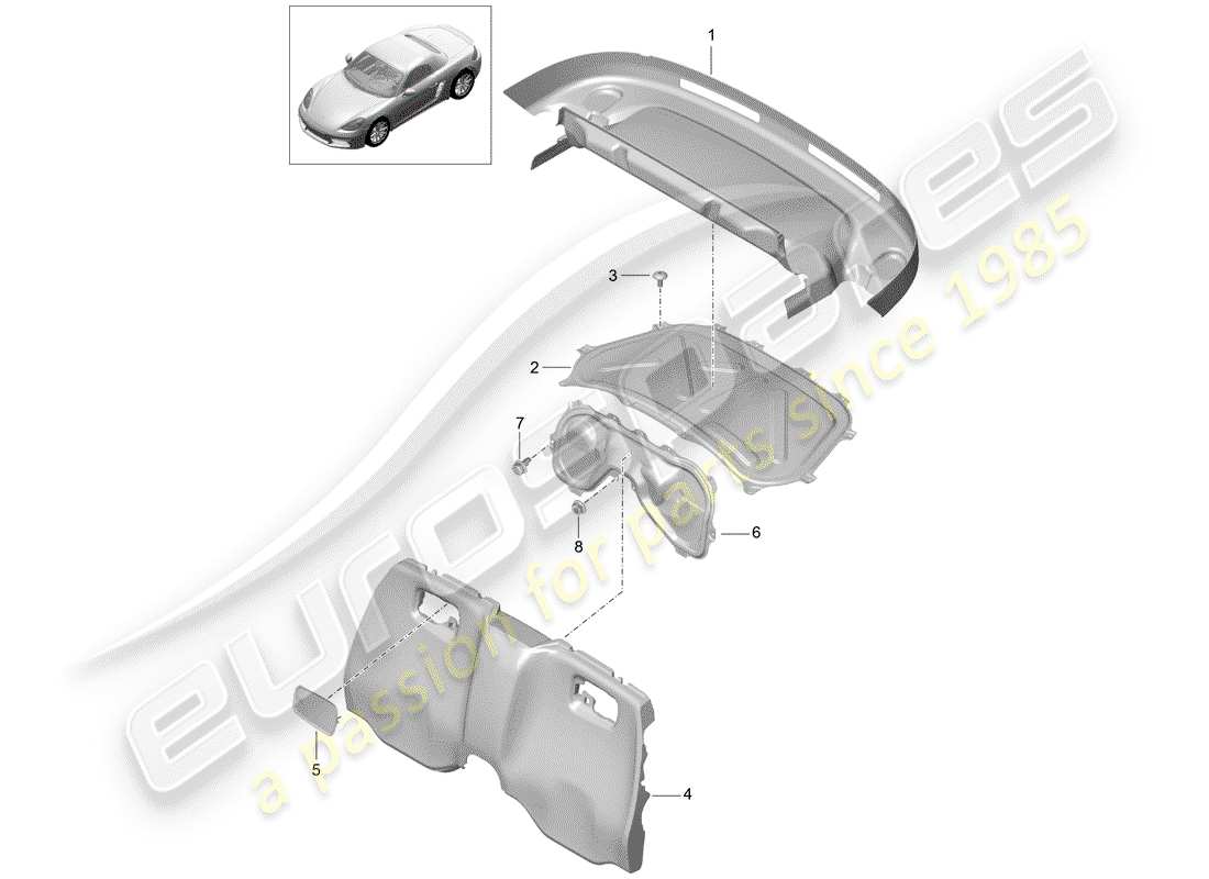 porsche 718 boxster (2020) trims part diagram