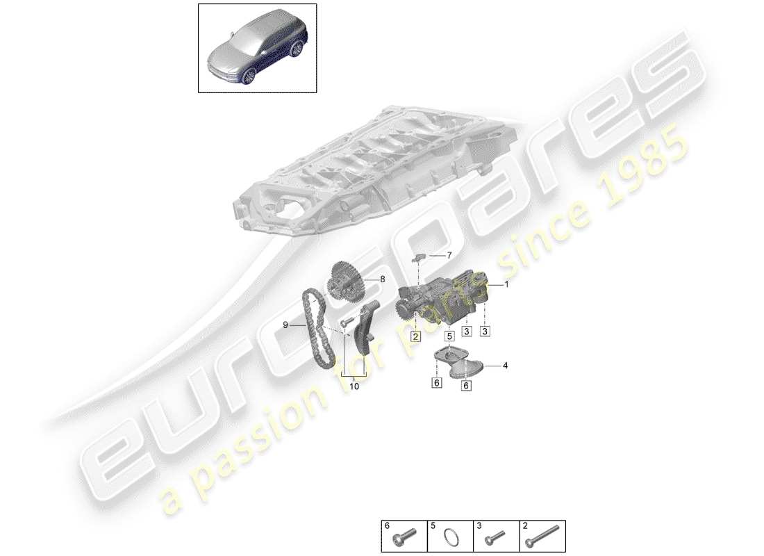 porsche cayenne e3 (2018) oil pump part diagram