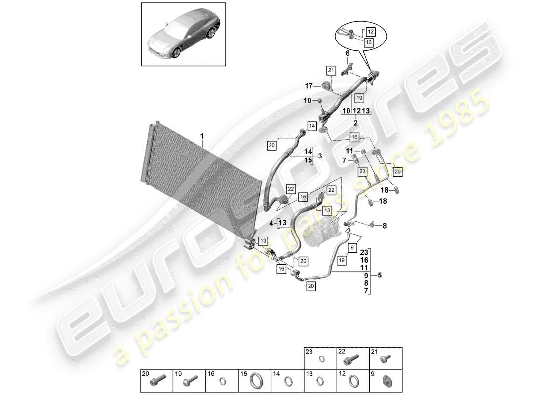 porsche panamera 971 (2017) refrigerant circuit part diagram