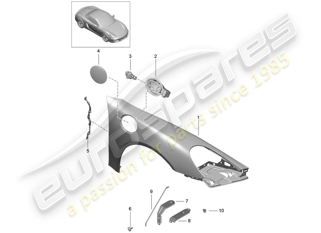 porsche boxster 981 (2013) fender part diagram