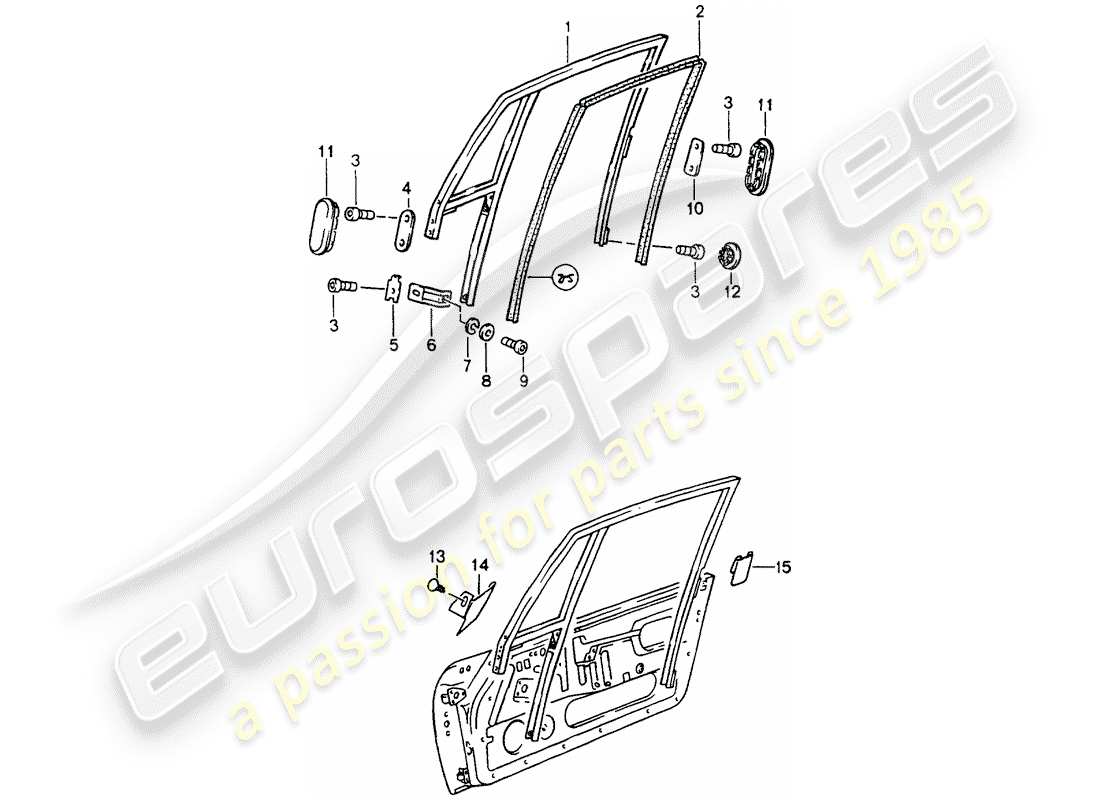 porsche 964 (1989) window frame part diagram