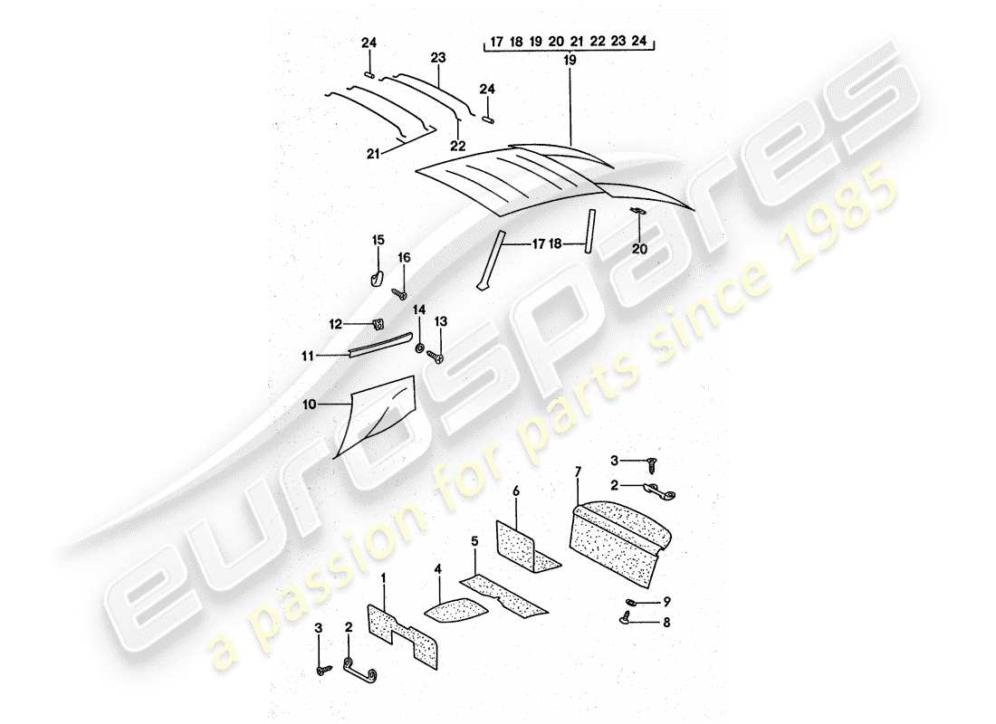 porsche 911 turbo (1977) lining part diagram