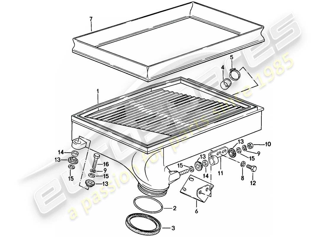 porsche 911 (1986) charge air cooler part diagram