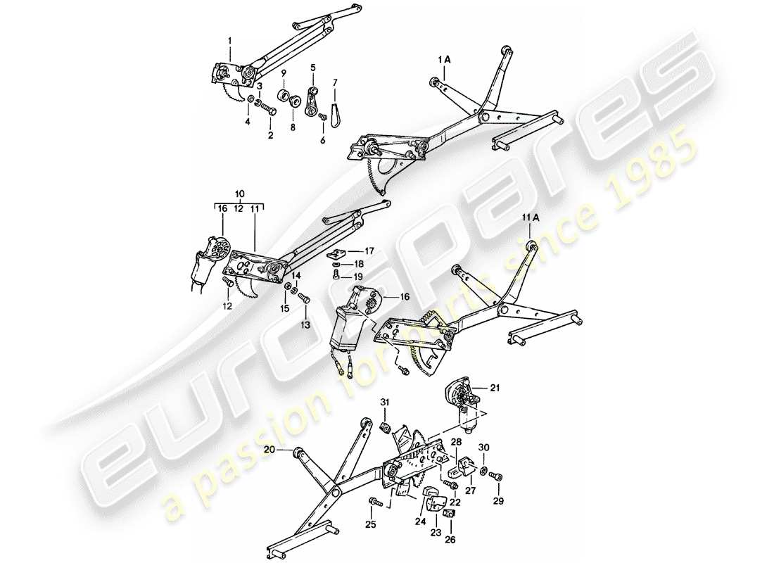 porsche 911 (1982) window regulator - mechanical - see tpi - group: - 8 nr.5/80 - see illustration: - also use: - pos.11 part diagram