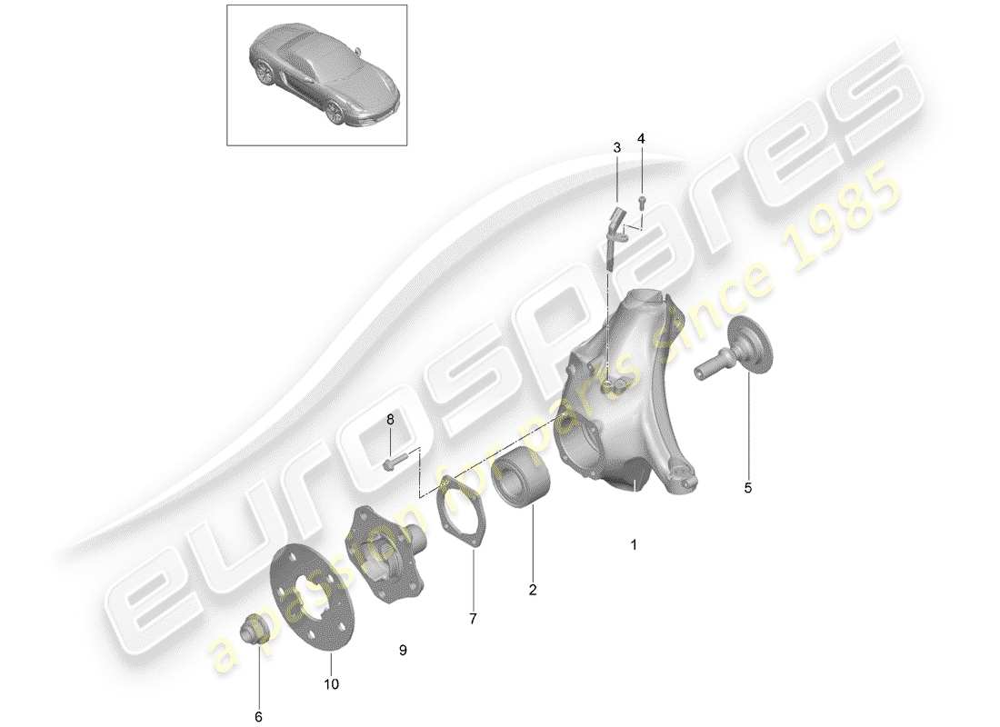 porsche boxster 981 (2014) wheel carrier part diagram