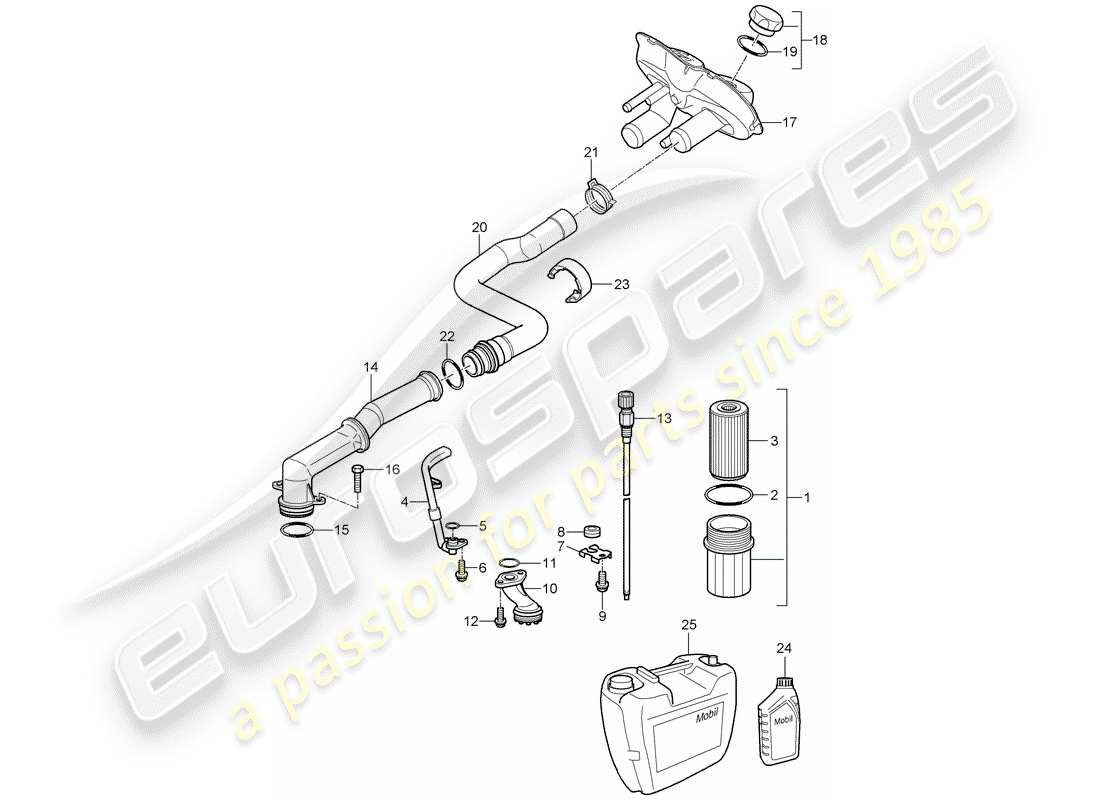 porsche cayman 987 (2006) engine lubrication part diagram