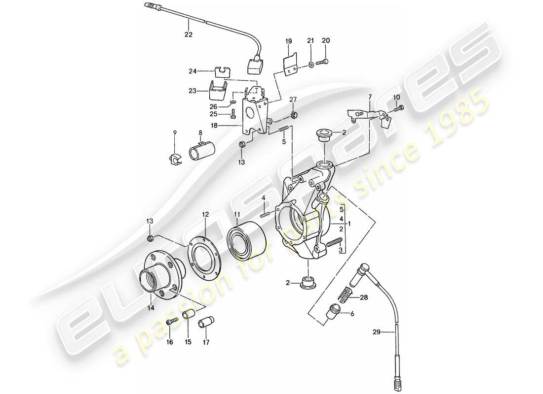 porsche 959 (1987) wheel carrier part diagram