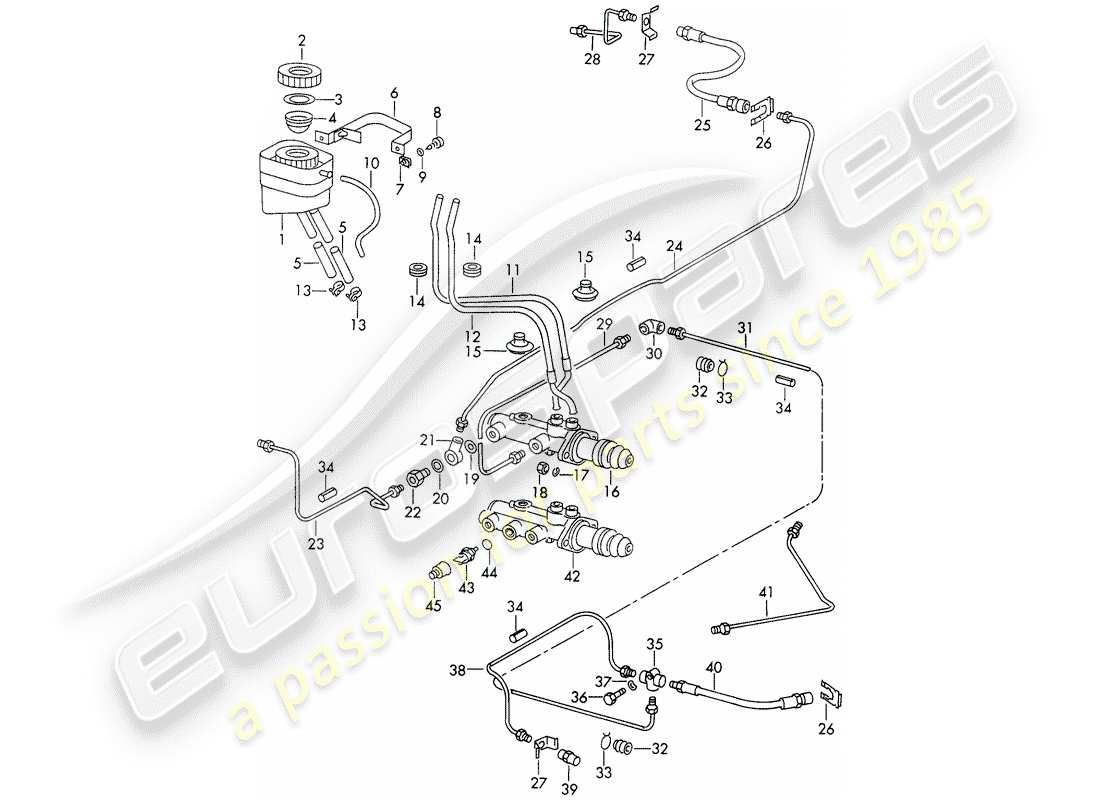 porsche 911/912 (1968) reservoir for - brake fluid - brake master cylinder - d - mj 1968>> - mj 1968 part diagram