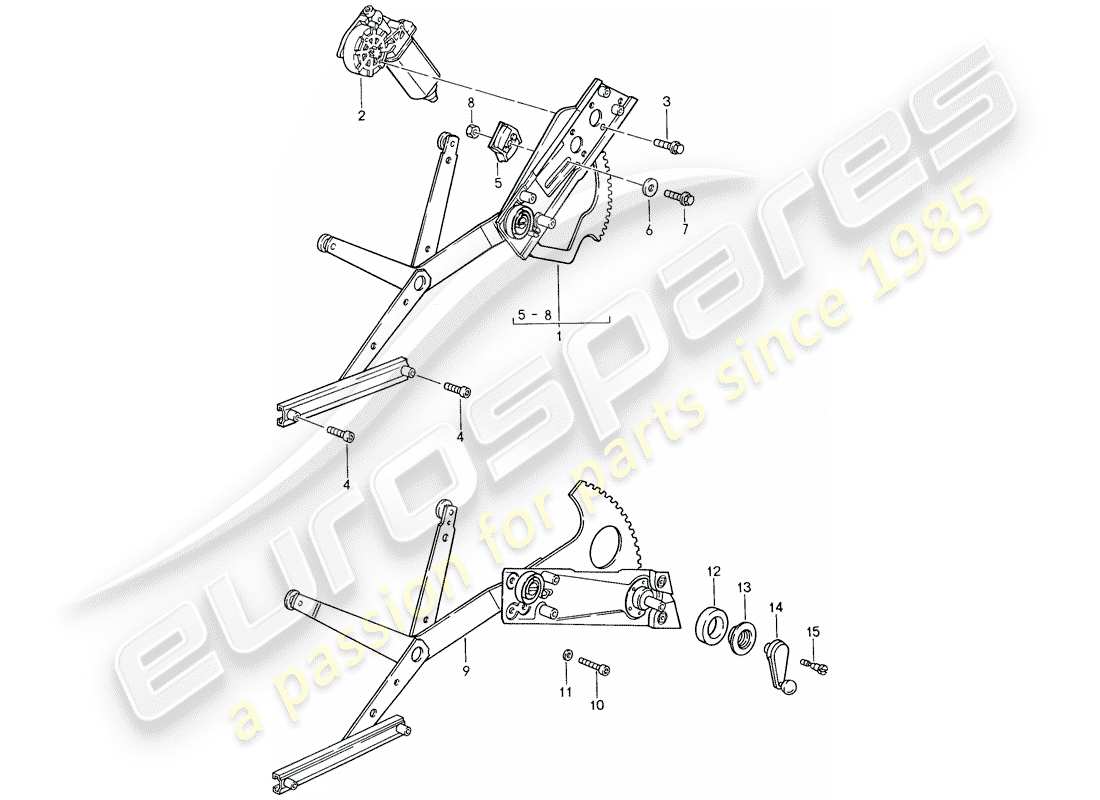 porsche 959 (1987) window regulator part diagram