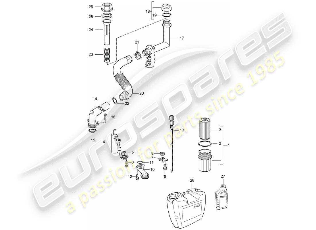 porsche boxster 987 (2008) engine lubrication part diagram