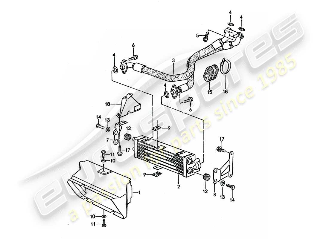 porsche 968 (1995) oil cooling part diagram