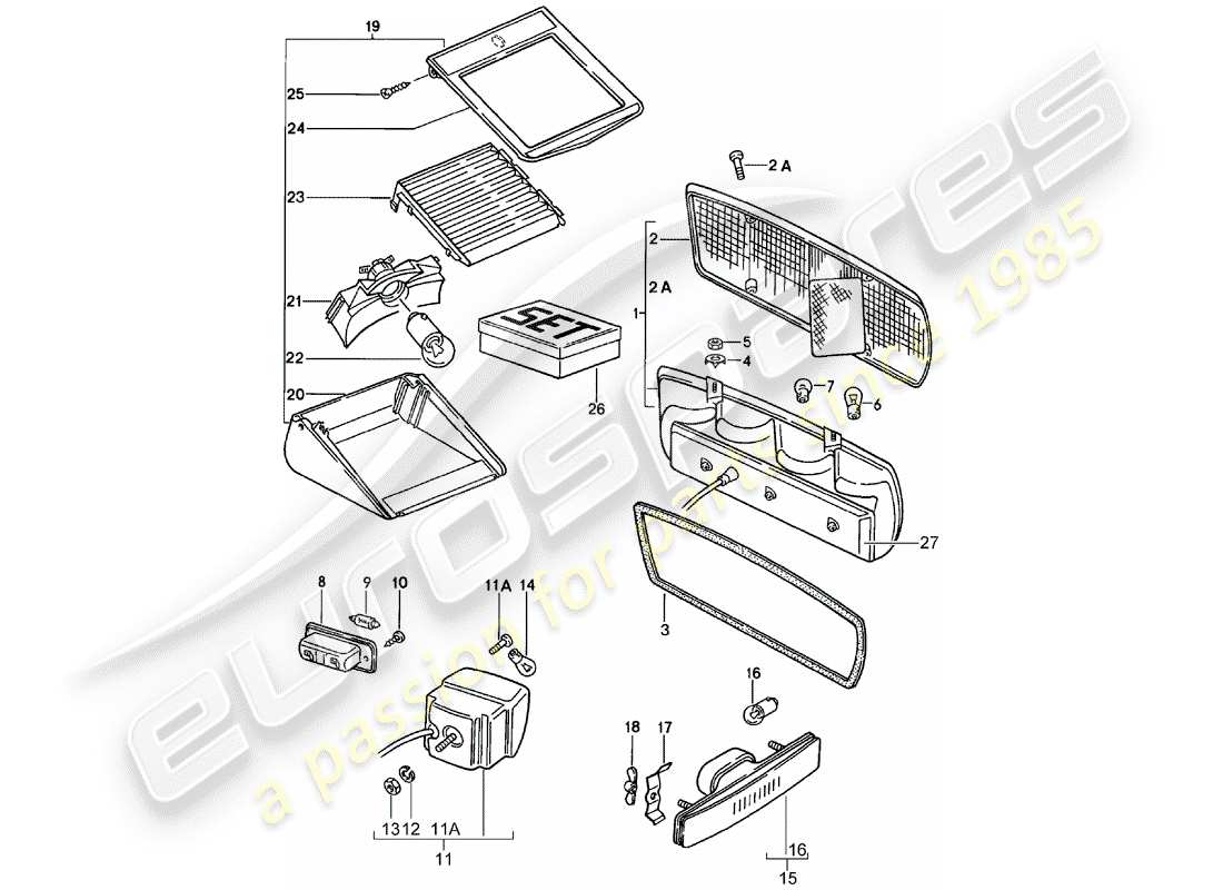 porsche 928 (1985) rear light part diagram