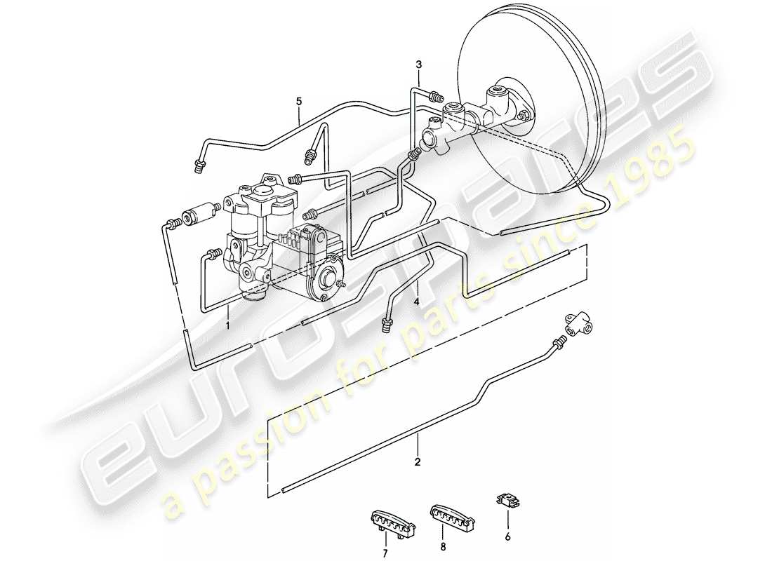 porsche 928 (1984) brake lines - anti-locking brake syst. -abs- - d - mj 1984>> part diagram